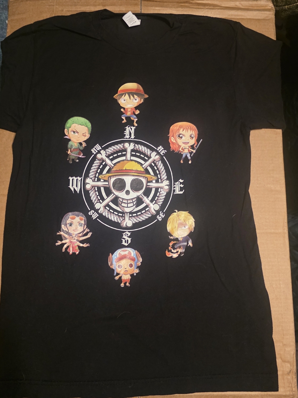 Tultex Black Mens Tee with Colorful Pirate Crew Graphic